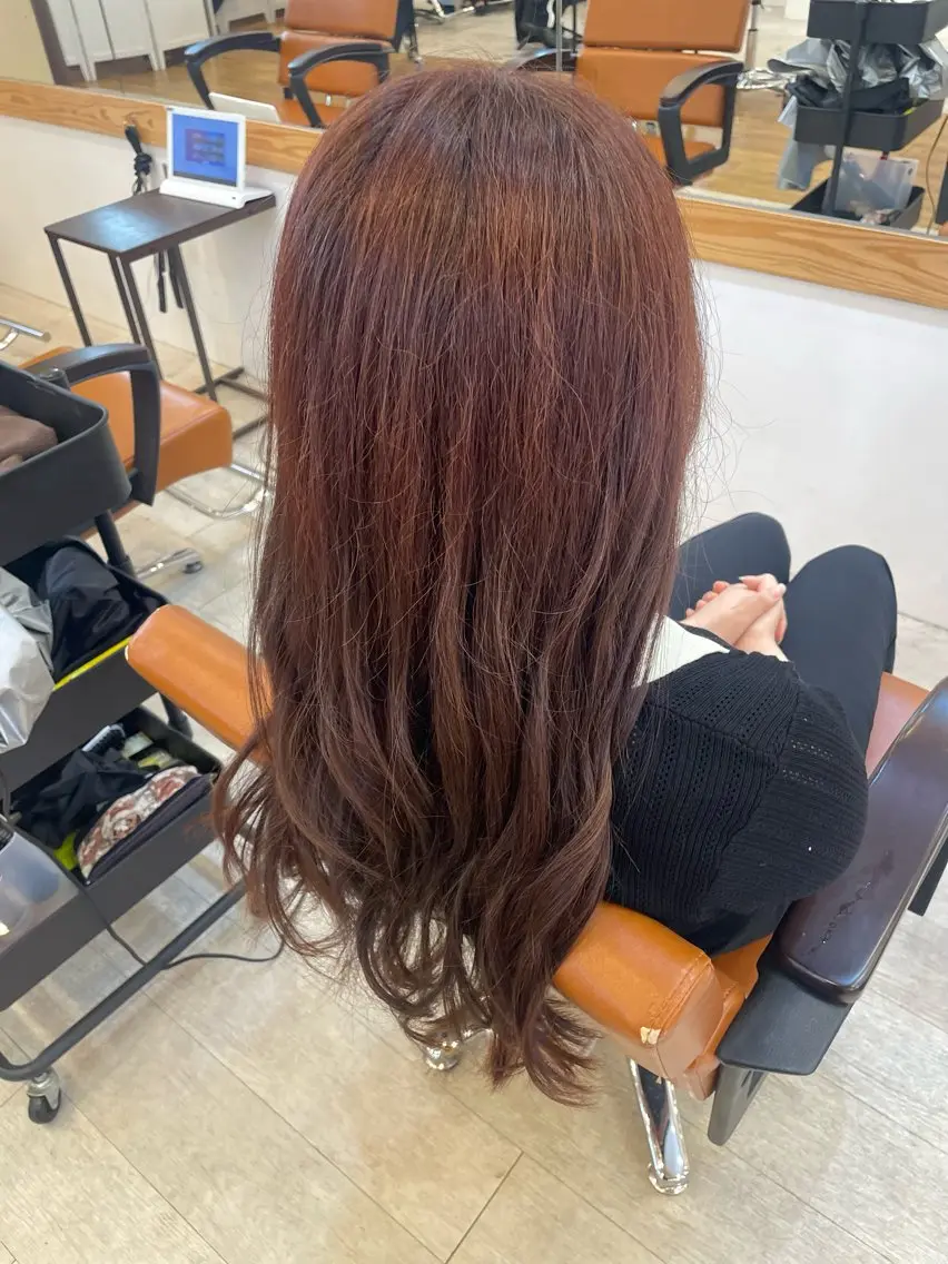 ロング カラー ブラウンカラー オレンジ すずな🎀 ⠀のヘアスタイル
