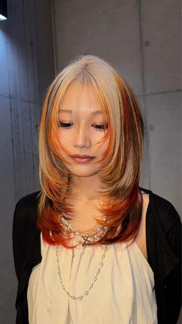 ロング カラー カット ヘアカラー だいち/ブリーチ/ レイヤーカットのヘアスタイル