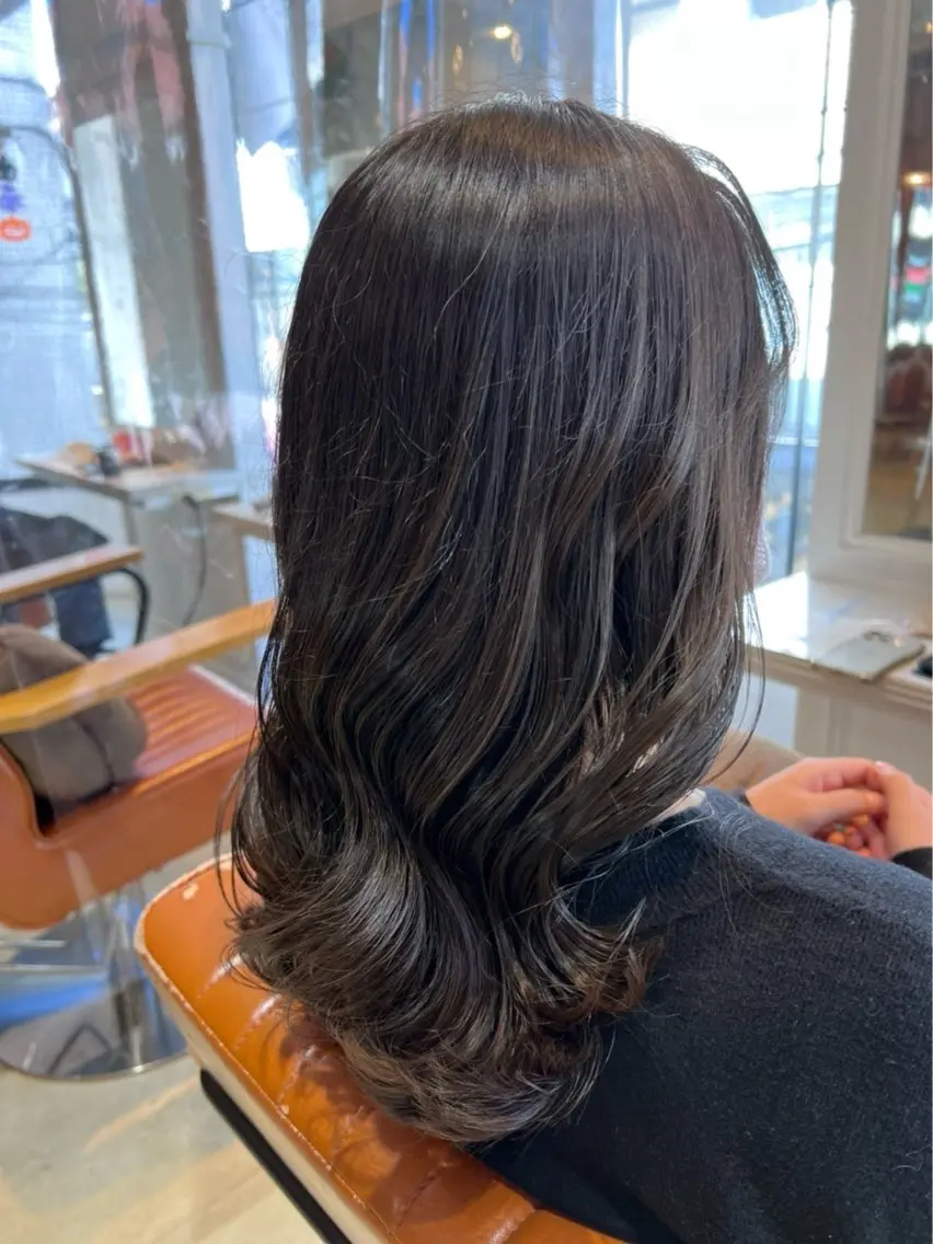 ミディアム カラー カット ヘアカラー トリートメント 山本美月💖艶カラー 🐻暖色カラー💖のヘアスタイル