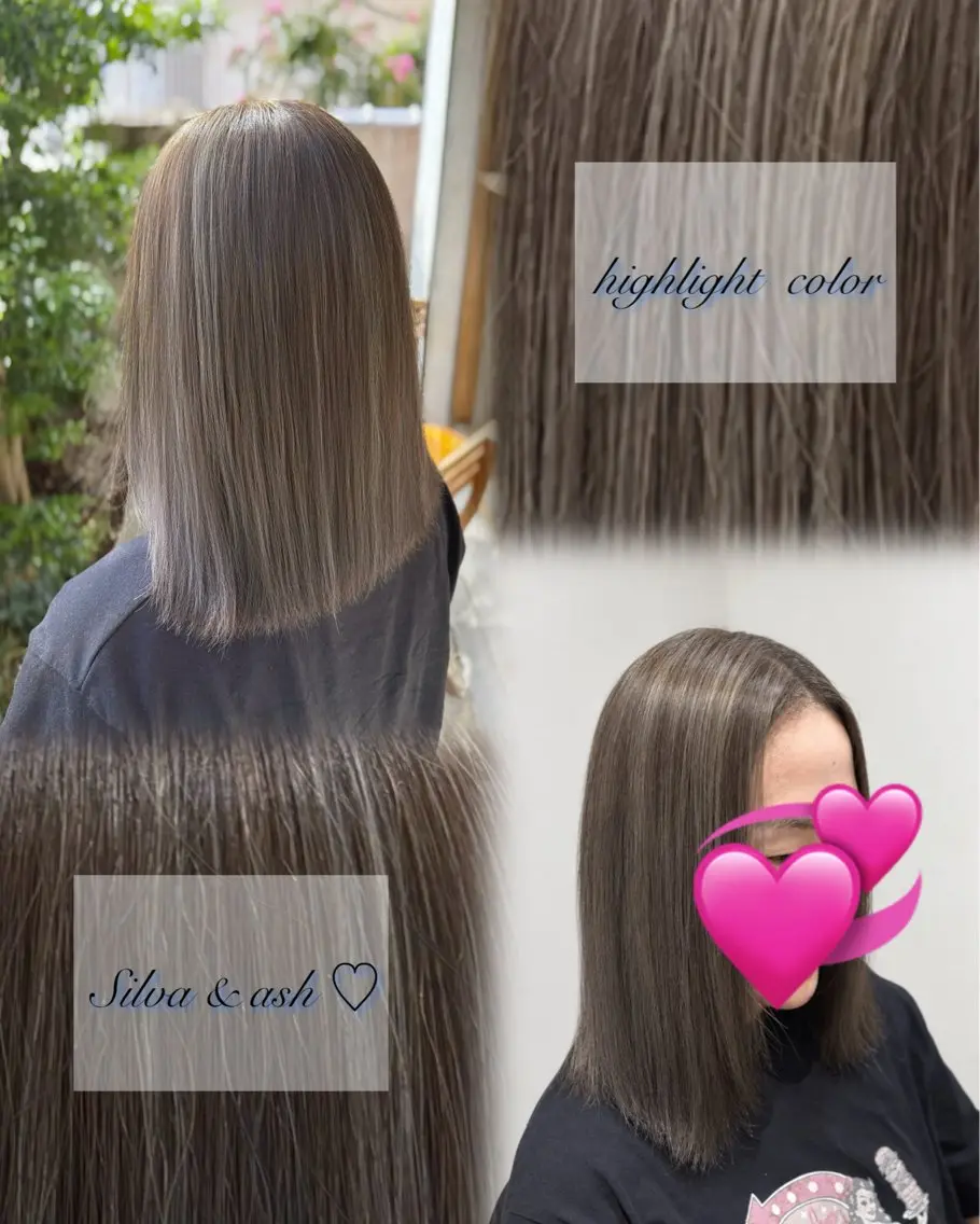 ミディアム カラー アッシュ グレージュ ハイライトカラー ハイライト ヘアカラー reo /DONNA高槻店のヘアスタイル