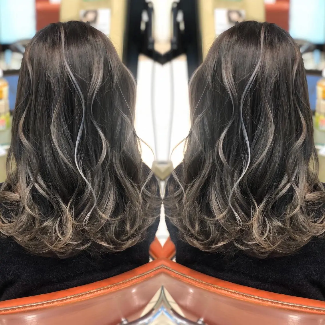セミロング ヘアカラー Y Uのヘアスタイル