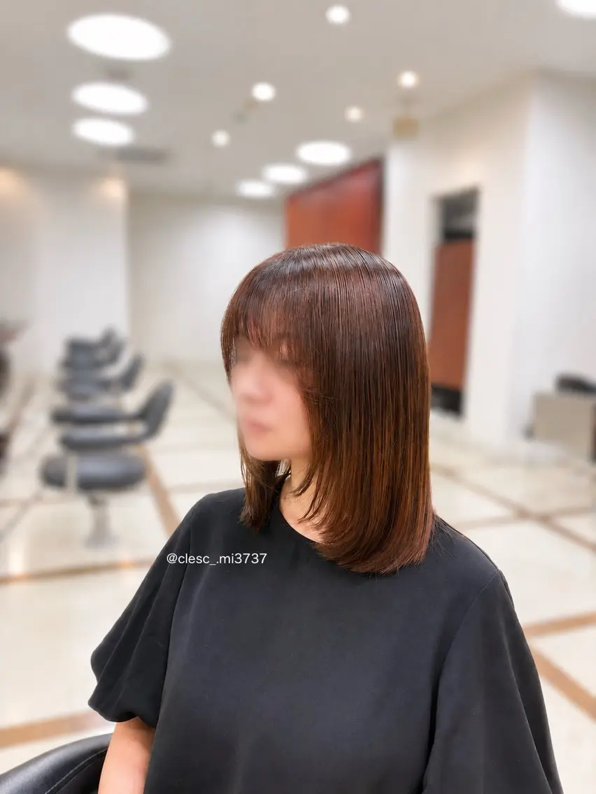 ミディアム カット ヘアカラー トリートメント ☁️MIZUKI ☁️明るい白髪染めのヘアスタイル
