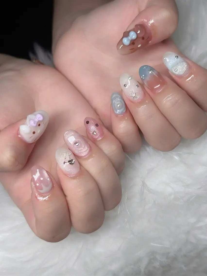 ネイル オーロラネイル フレンチネイル ジェルネイル ハロウィン 韓国ネイル ハンドネイル H.baby Nail Salonのネイルデザイン