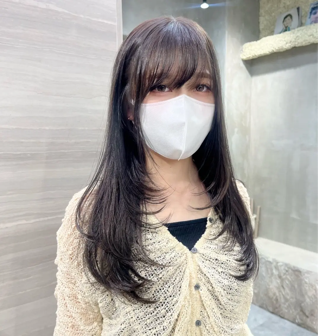 ロング カラー 透明感カラー レイヤーカット カット ヘアカラー トリートメント ナツミ/透明感カラー /酸性縮毛矯正のヘアスタイル