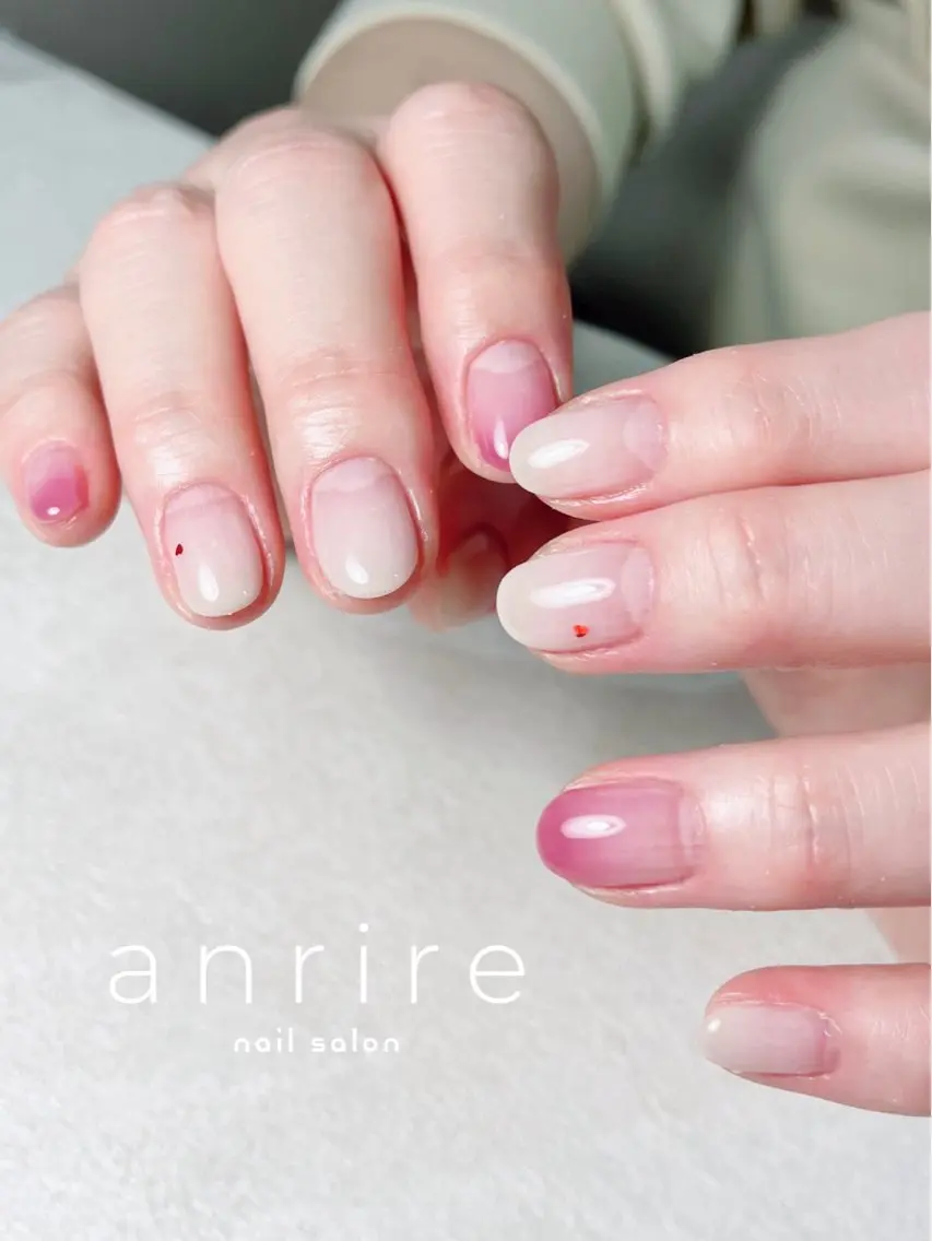 ネイル アートネイル ジェルネイル グラデーション ハート オフィスネイル ハンドネイル nailsalon anrireのネイルデザイン