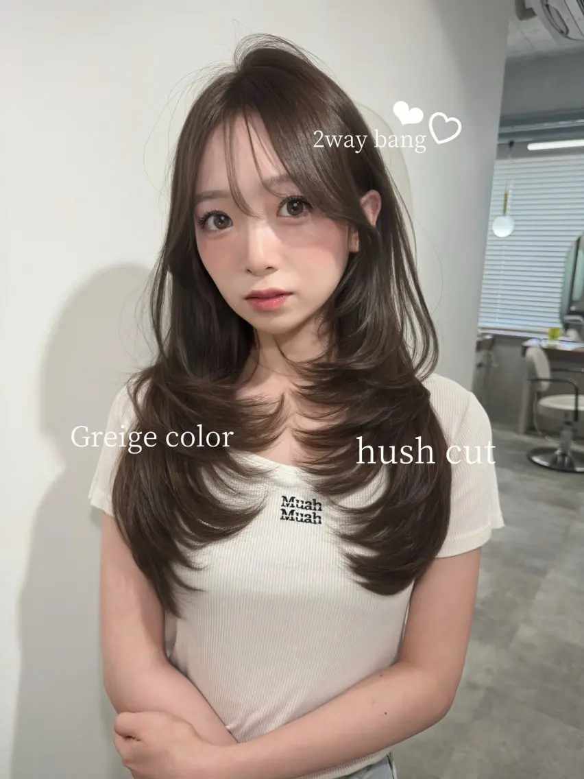 ロング ハッシュカット 韓国風ヘア レイヤーカット ロング カット 北橋 流空のヘアスタイル