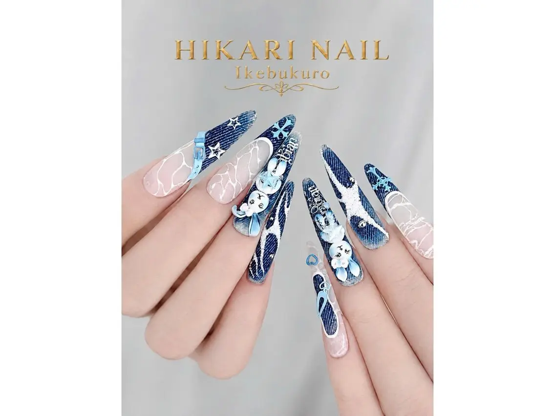 ネイル チークネイル 長さ出し フレンチネイル ガーリー ハロウィン ハンドネイル HikariNail Ikebukuroのネイルデザイン