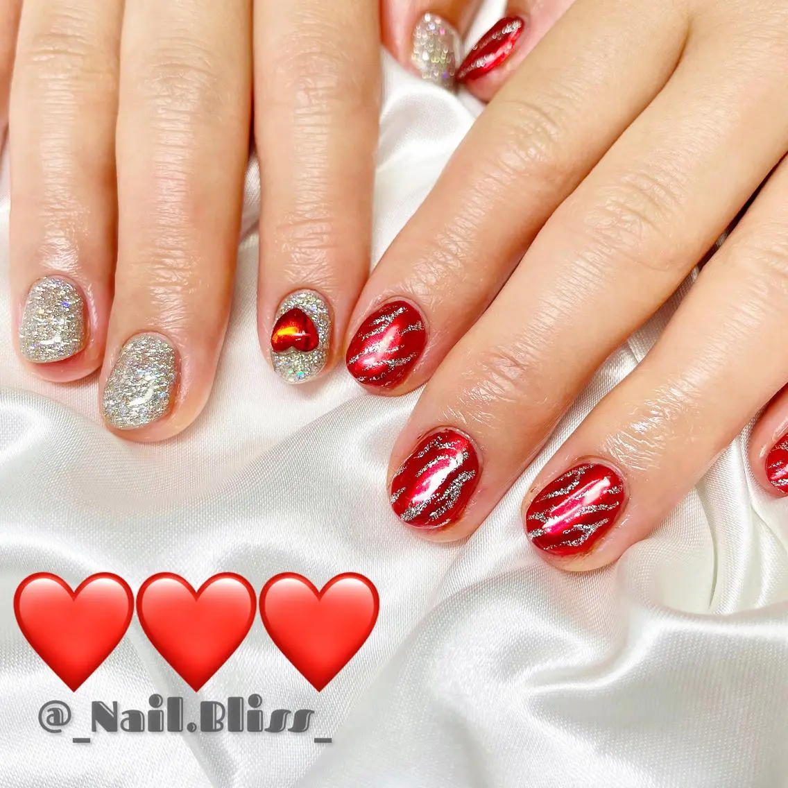 ネイル アニマル柄 ミラーネイル ハンドネイル NAIL BLISSのネイルデザイン