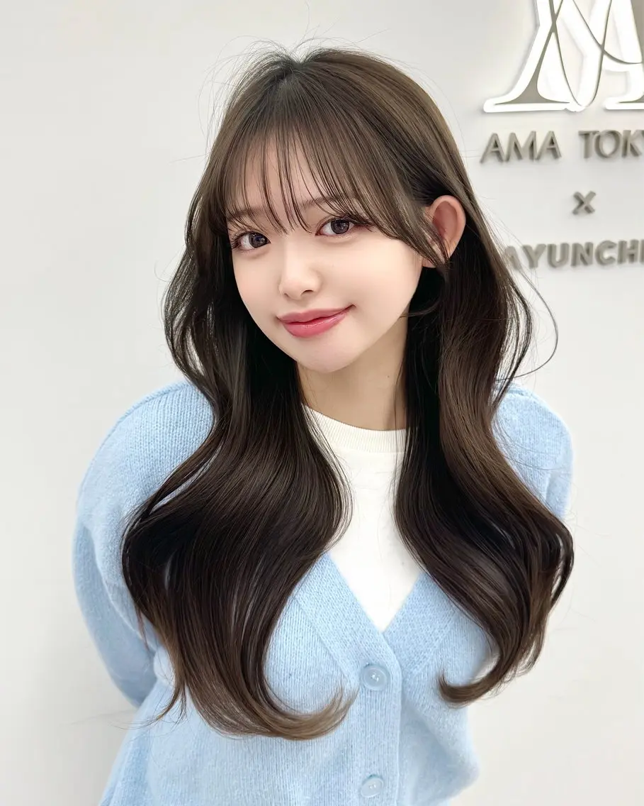 ロング カラー カット ヘアカラー トリートメント 韓国ヘア　紗希 🦋のヘアスタイル
