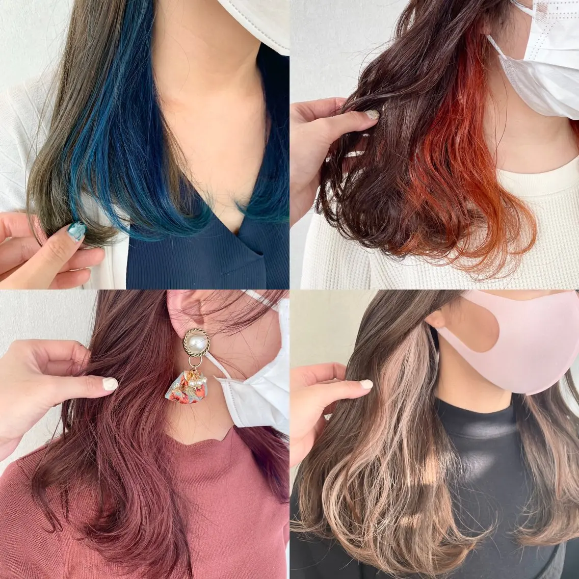 セミロング カラー インナーカラー 🪐脱白髪染め 🪐松尾菜々美のヘアスタイル