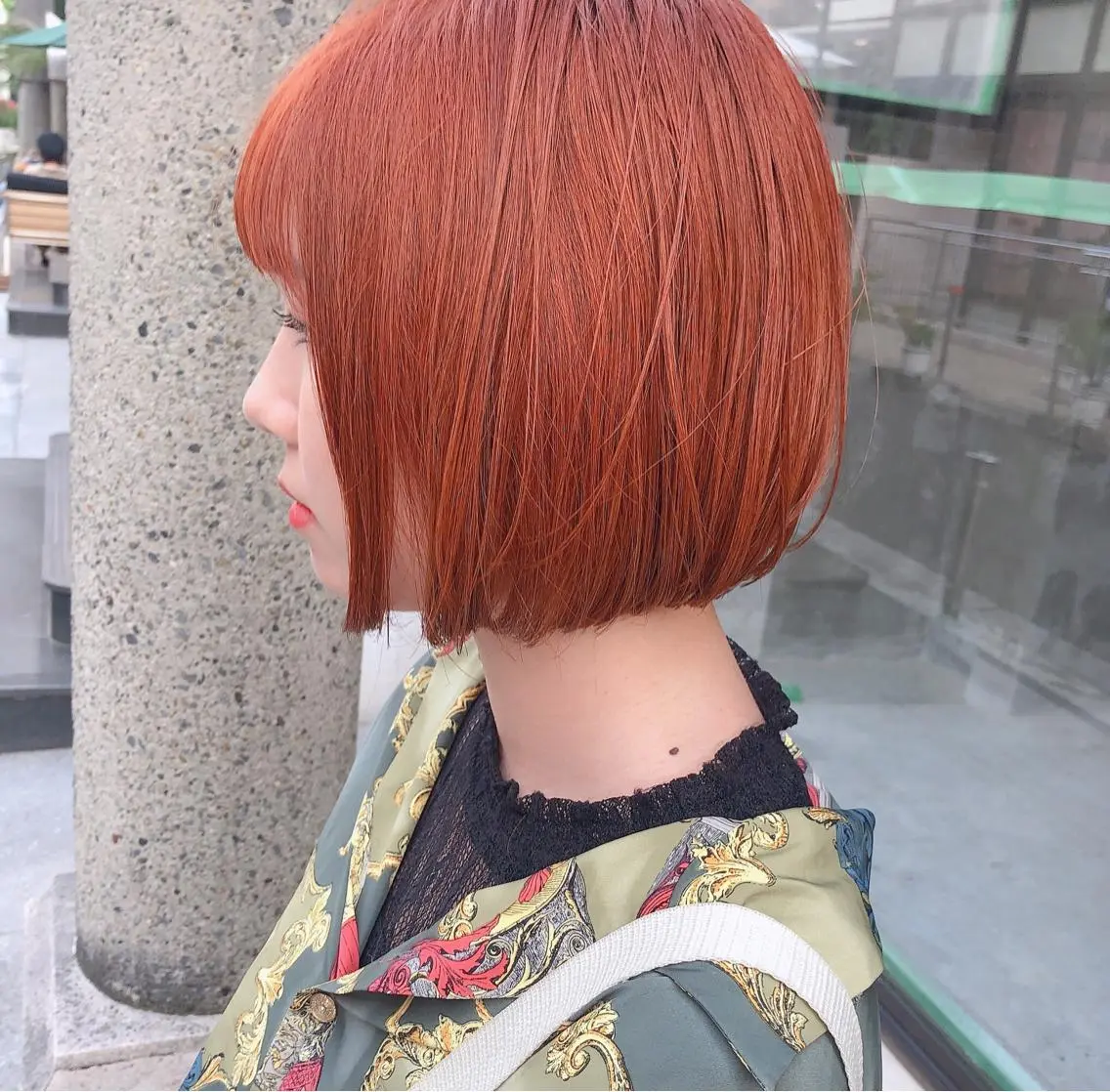 ショート カラー ヘアアレンジ ベージュカラー オレンジ オレンジベージュ ボブ 透明感カラー× レイヤーカット✨高梨のヘアスタイル