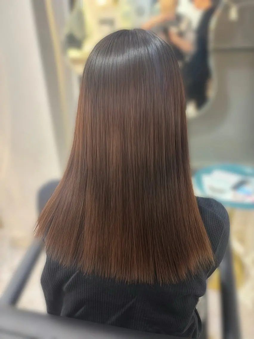 セミロング カラー ブリーチ ダブルカラー 縮毛矯正 酸性ストレート 縮毛矯正 トリートメント 🖤みらい🖤 カットモデル様募集中のヘアスタイル