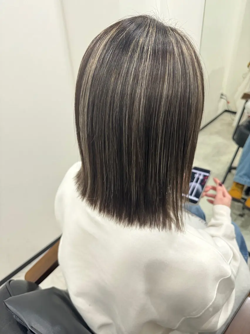ミディアム カラー カット ヘアカラー トリートメント ヒラガカナ▼ ECLAT HAIRのヘアスタイル