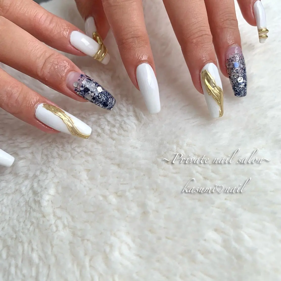 ネイル アートネイル ラメ(グリッター) マグネットネイル ミラーネイル 持ち込み KASUMI♡ Nailのネイルデザイン