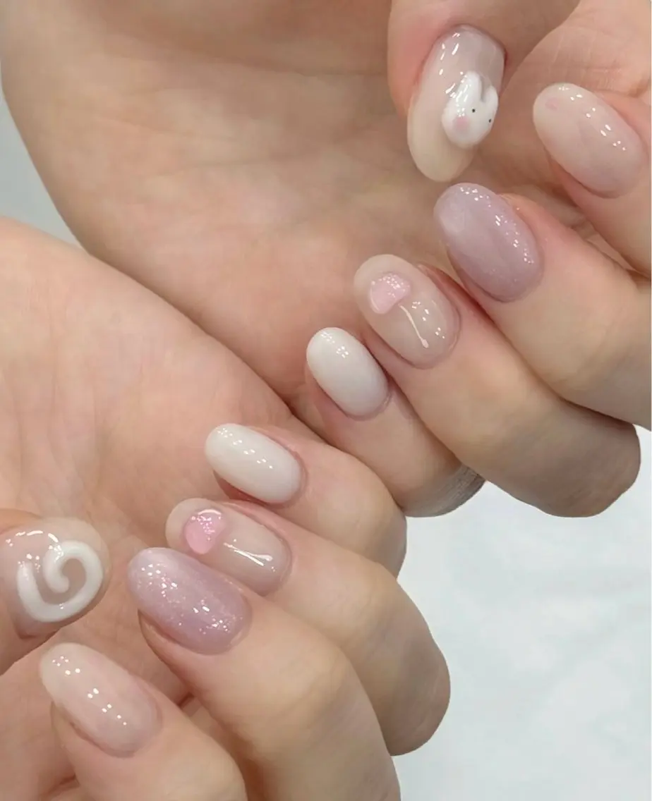 ネイル 韓国ネイル 持ち込み ニュアンスネイル ネイルチップ ハンドネイル TABI ANA.CHUOのネイルデザイン