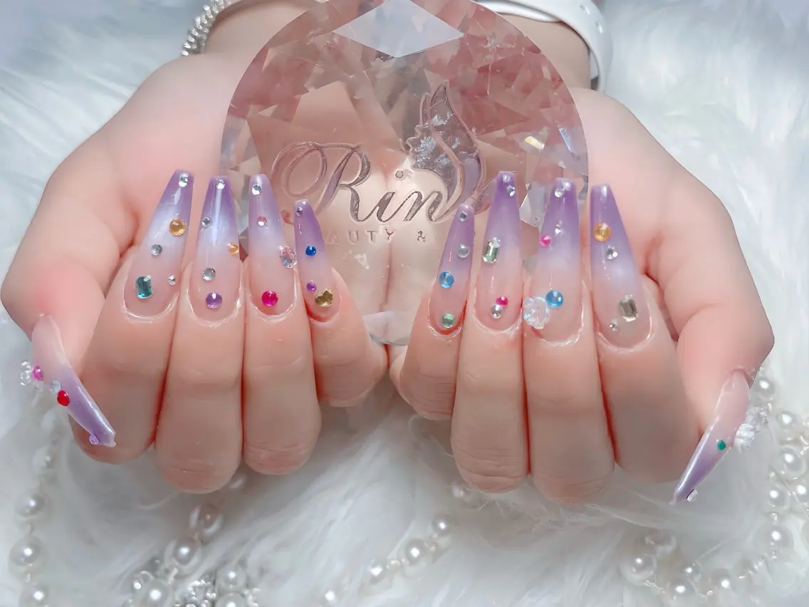 ネイル クリアネイル ドット フットネイル ジェルネイル グリーン ハンドネイル Rin Nail 新大久保店のネイルデザイン