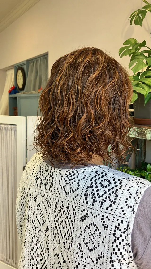 ミディアム パーマ ミディアムパーマ 髪質改善 河本 正美のヘアスタイル