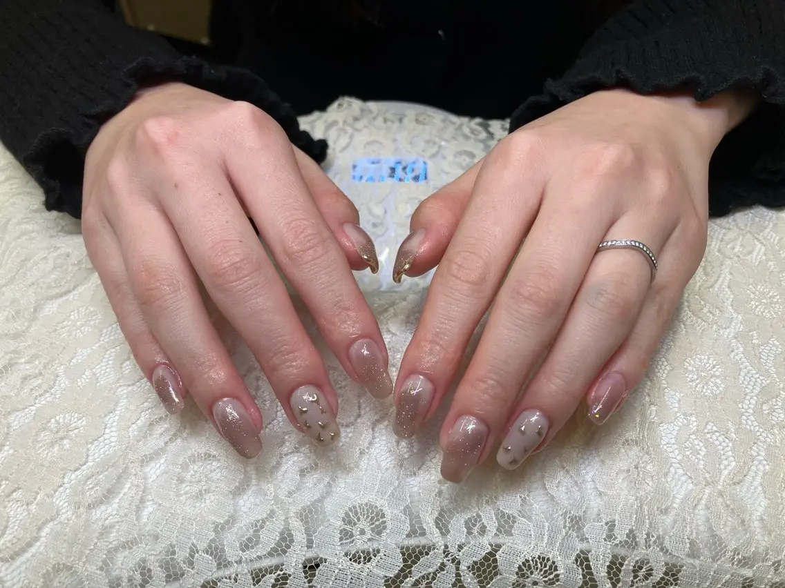 ネイル ハート ミラーネイル ニュアンスネイル Horizon ☆ Nailsのネイルデザイン