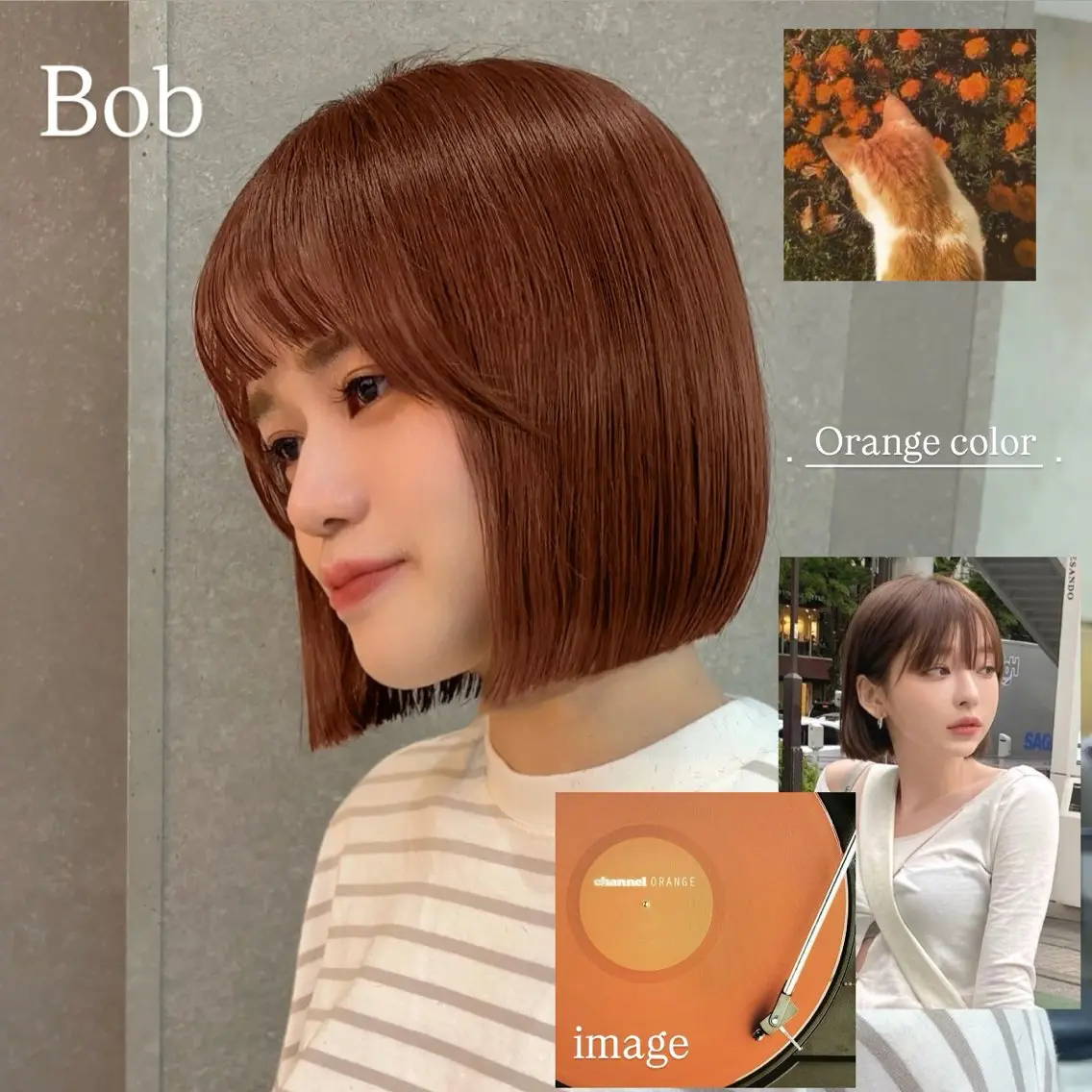 ショート カラー 切りっぱなしボブ ブリーチ 透明感カラー ブリーチなしカラー オレンジ カット ヘアカラー トリートメント 盛れるショート/ボブ ×髪質改善♥️マリンのヘアスタイル
