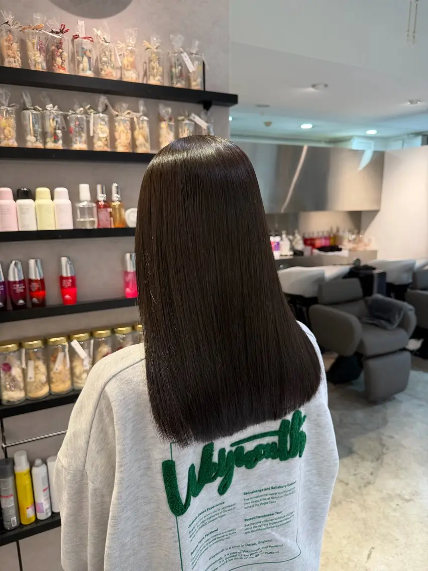 セミロング カラー 透明感カラー オレンジ カット ヘアカラー 髪質改善/韓国風 🦕ＡＫＡＲＩ🩵のヘアスタイル