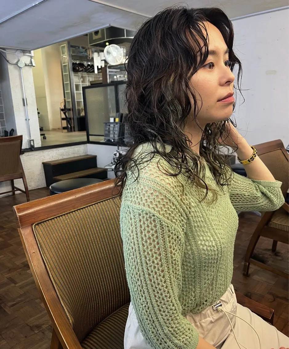 セミロング パーマ カット パーマ eri kinjoのヘアスタイル