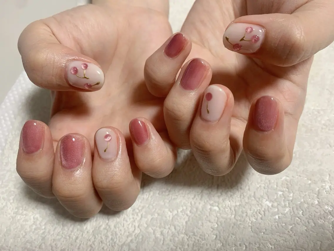 ネイル ジェルネイル マグネットネイル メンズネイル パラジェル 春ネイル kiki nail たまプラーザのネイルデザイン