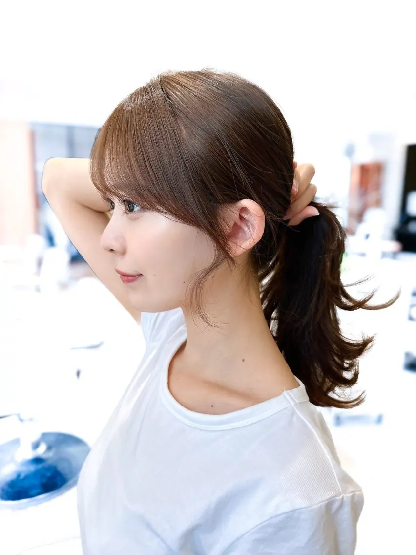セミロング 顔周りカット カット ヘアカラー トリートメント 顔周り/くびれヘア 韓国ヘア💕風間るなのヘアスタイル