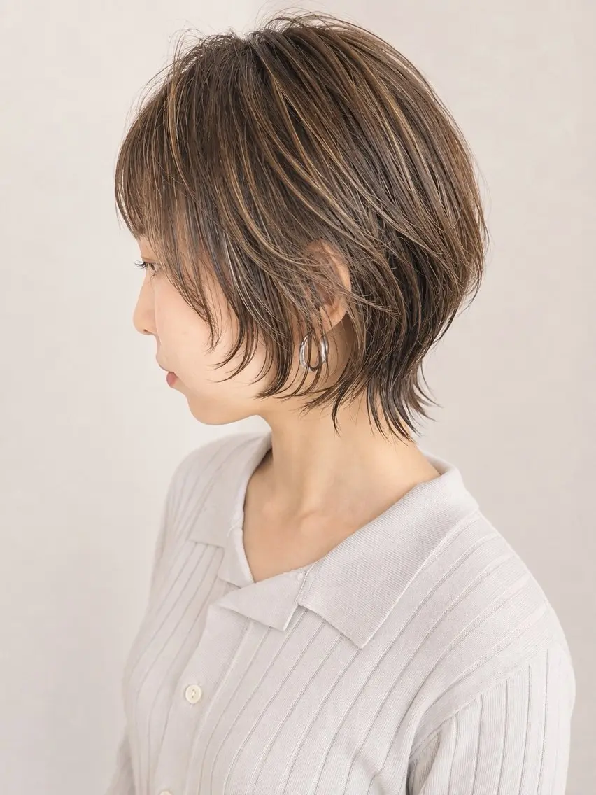 ショート カラー デザインカラー/ウル フカット/藤下慧大のヘアスタイル