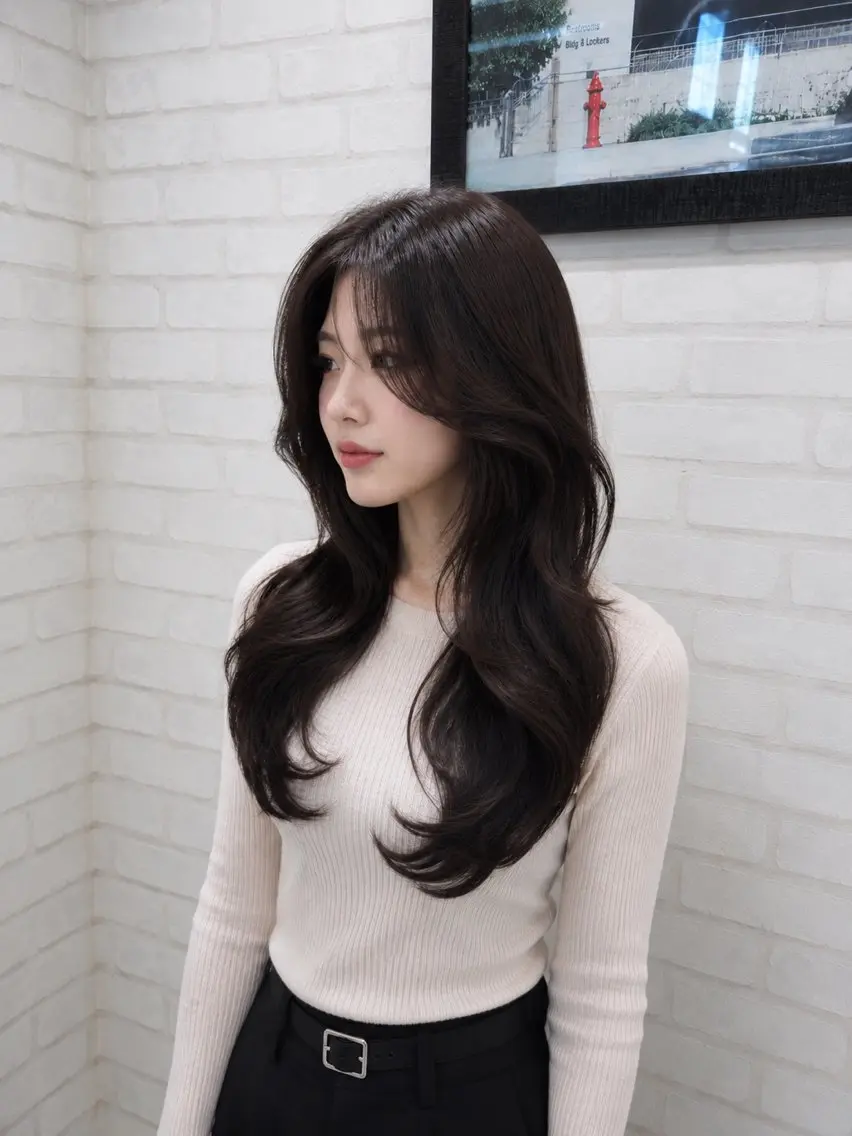 セミロング 顔まわりレイヤー 顔周りカット ヨシンモリ 韓国風ヘア レイヤーカット ヘアカラー 髪質改善 韓国風 池田一之のヘアスタイル