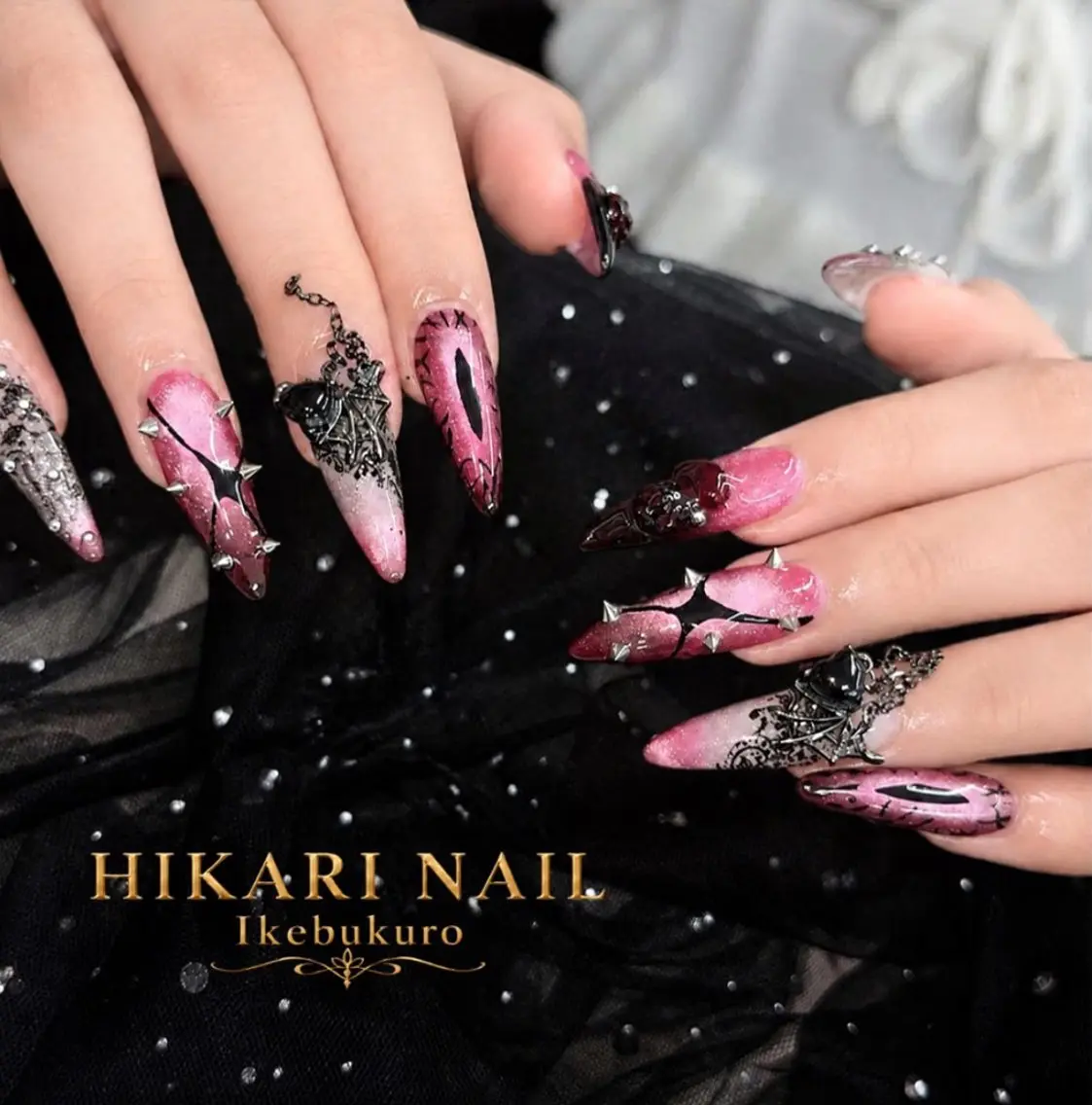 ネイル チークネイル 長さ出し フレンチネイル ガーリー ハロウィン ハンドネイル HikariNail Ikebukuroのネイルデザイン