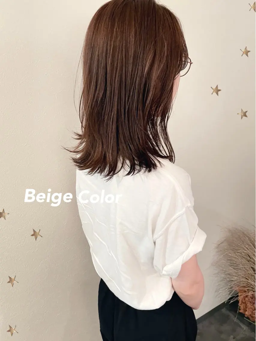 ミディアム カラー カット ヘアカラー 市川 千夏のヘアスタイル