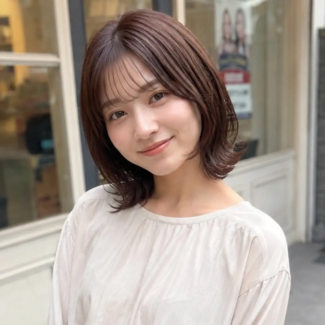 ミディアム REON 髪質改善  縮毛矯正のヘアスタイル