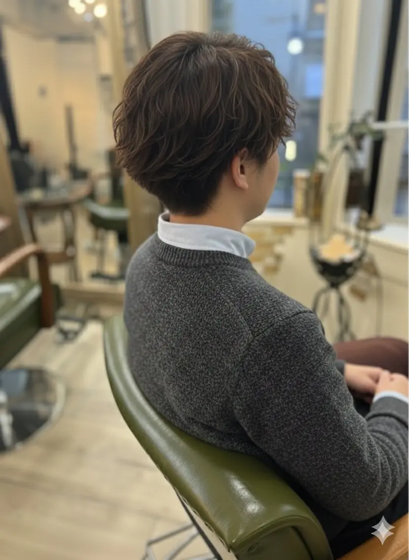 メンズ フェザーパーマ メンズパーマ カット パーマ 新宿御苑/ショート ショートボブ/山口のヘアスタイル