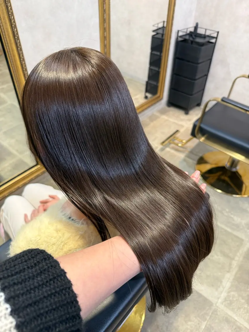 ロング カラー 透明感カラー グレージュ オレンジ maco /カラー・縮毛矯正のヘアスタイル