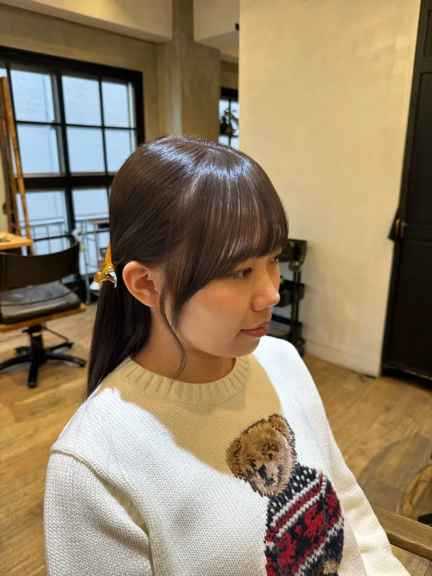 ミディアム カット ヘアカラー トリートメント 新宿/顔周りカット +レイヤー=しずく♩のヘアスタイル