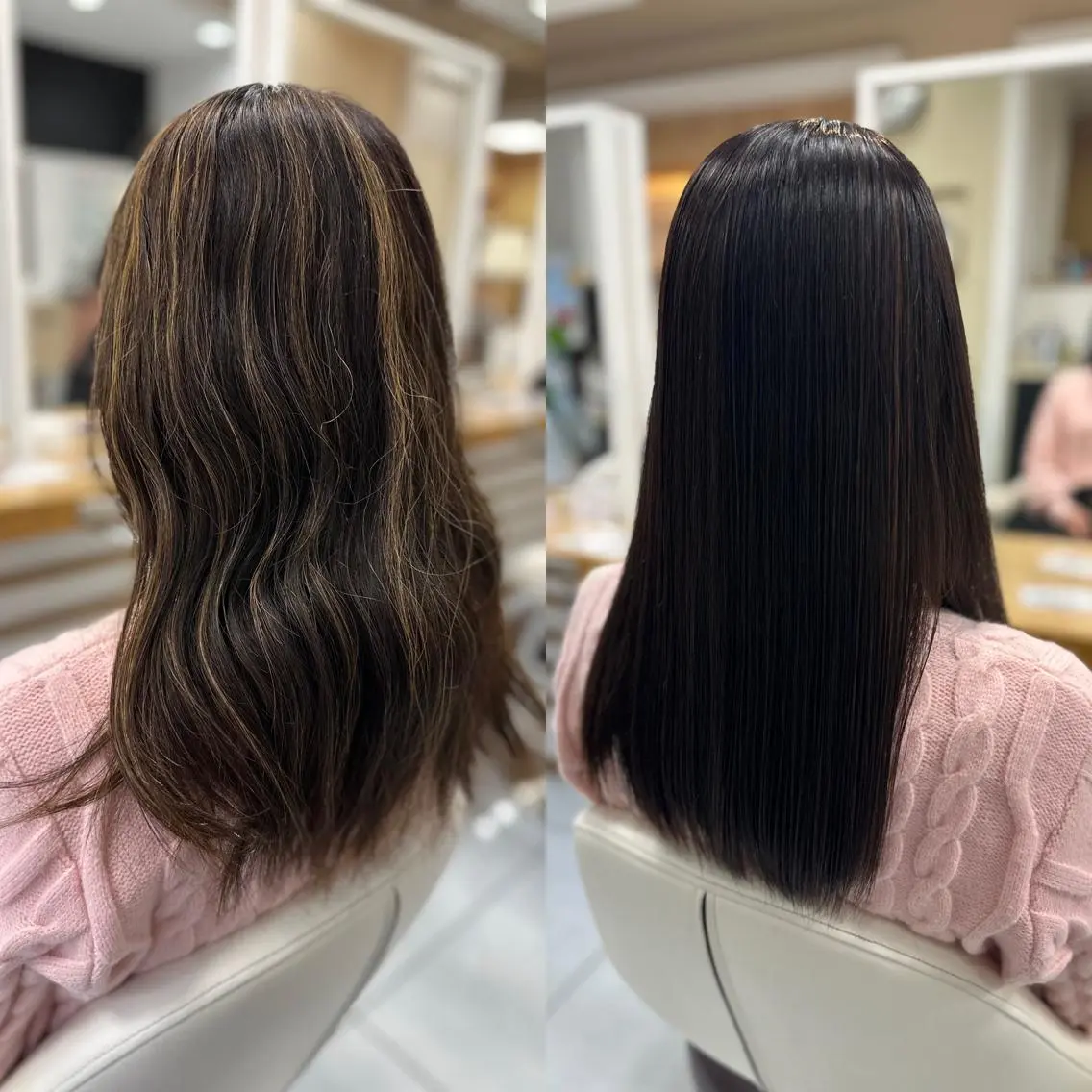 セミロング カラー パーマ カット ヘアカラー 縮毛矯正 髪質改善/縮毛矯正 /レイヤーカット岡部のヘアスタイル