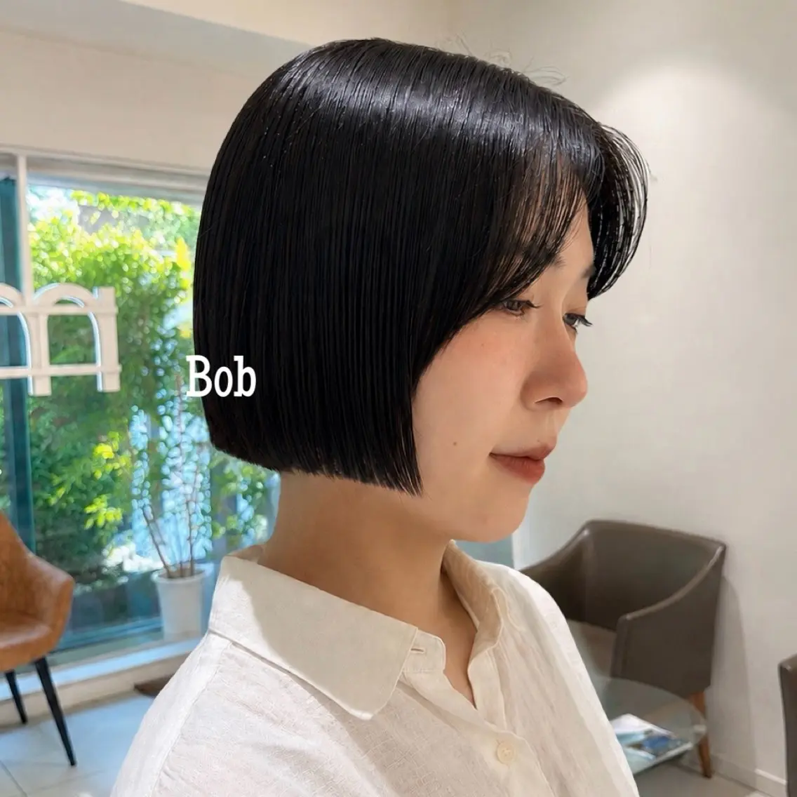 ショート 切りっぱなしボブ ボブ カット トリートメント 暖色カラー/ボブ/ 銀座/モエのヘアスタイル