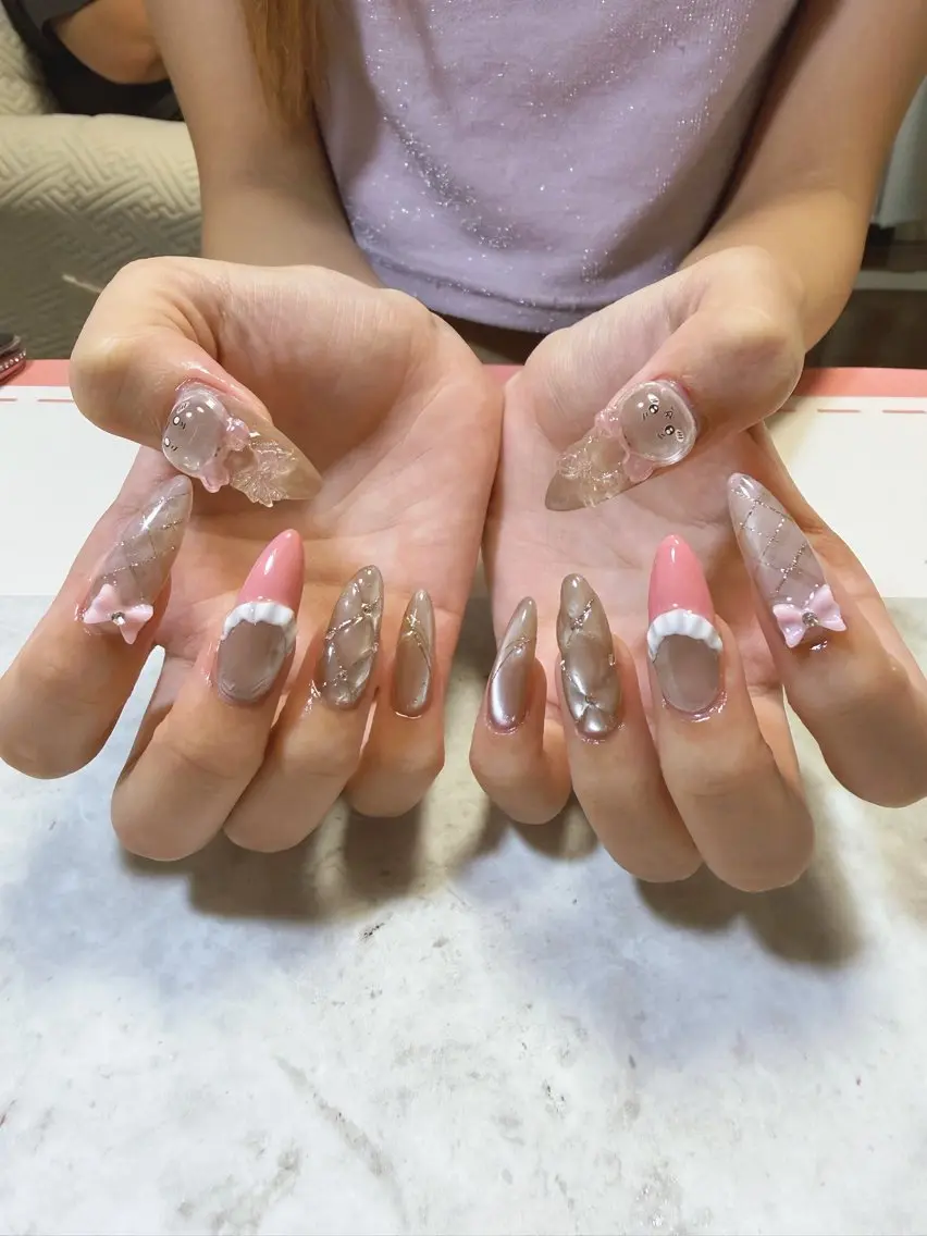 ネイル ロングネイル ストーンネイル ネイルチップ ハンドネイル Sweet- nailのネイルデザイン