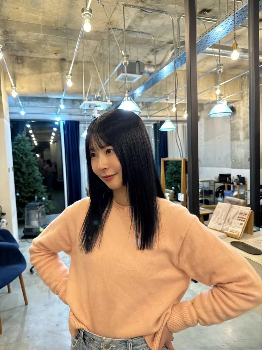 セミロング パーマ セミロングパーマ 姫カット 韓国風ヘア 小顔カット ストレートパーマ カット 縮毛矯正 トリートメント SABO /透明感カラー/美髪のヘアスタイル