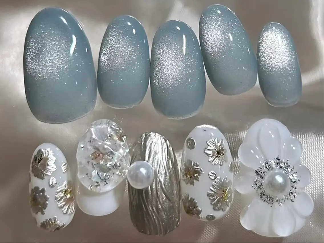 ネイル アートネイル チークネイル 長さ出し フラワーネイル フレンチネイル YK Beauty Salonのマツエク・マツパデザイン