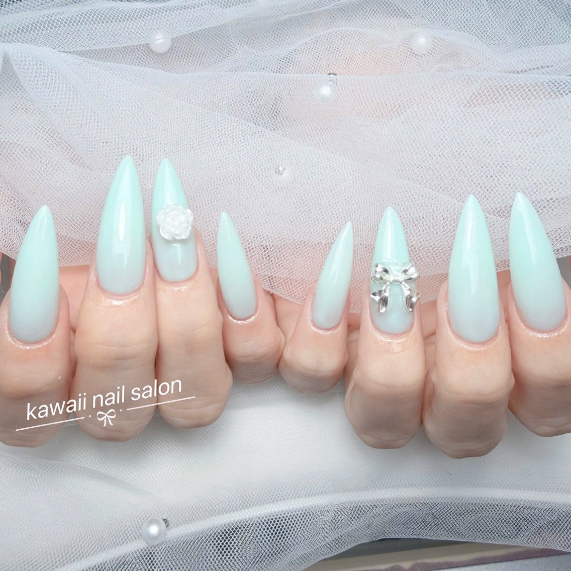 ネイル ドット フレンチネイル 韓国ネイル マグネットネイル オフィスネイル Kawaii Nail Salonのネイルデザイン