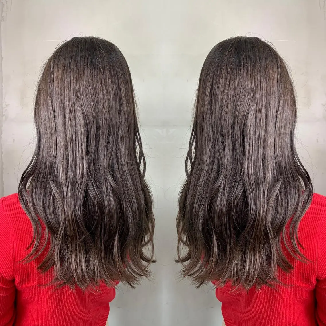 ロング カラー アッシュ バレイヤージュ ベージュカラー ブロンド ブルーカラー カット ヘアカラー トリートメント レイヤーカット/ 艶カラー/RYOMAのヘアスタイル