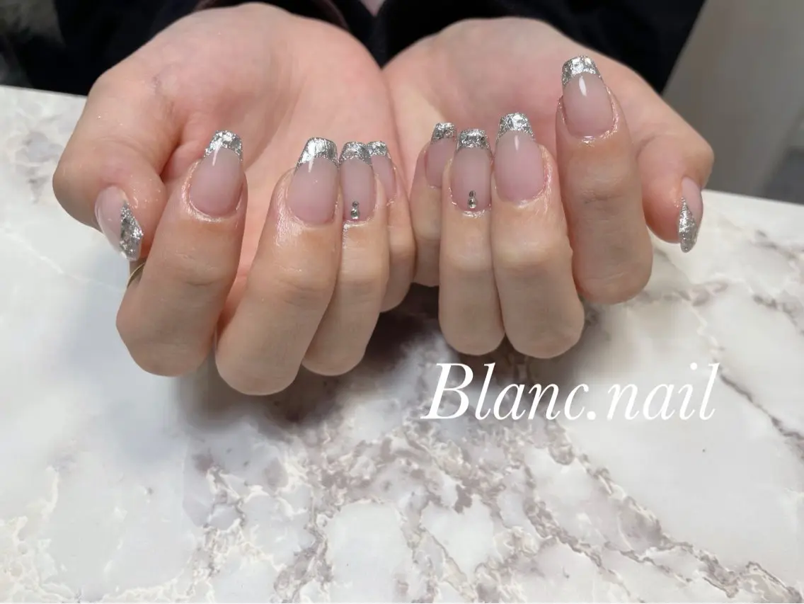 ネイル フレンチネイル ジェルネイル ガラスフレンチ ニュアンスネイル パラジェル ハンドネイル BLANC.nail yuuのネイルデザイン