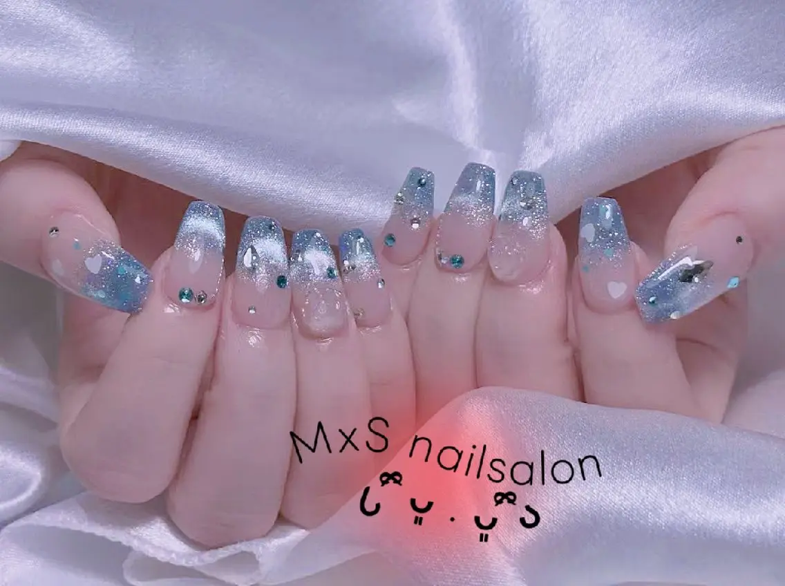 ネイル ジェルネイル 氷ネイル・うるうるネイル 韓国ネイル パラジェル 夏ネイル ハンドネイル M×S Nail みなのネイルデザイン