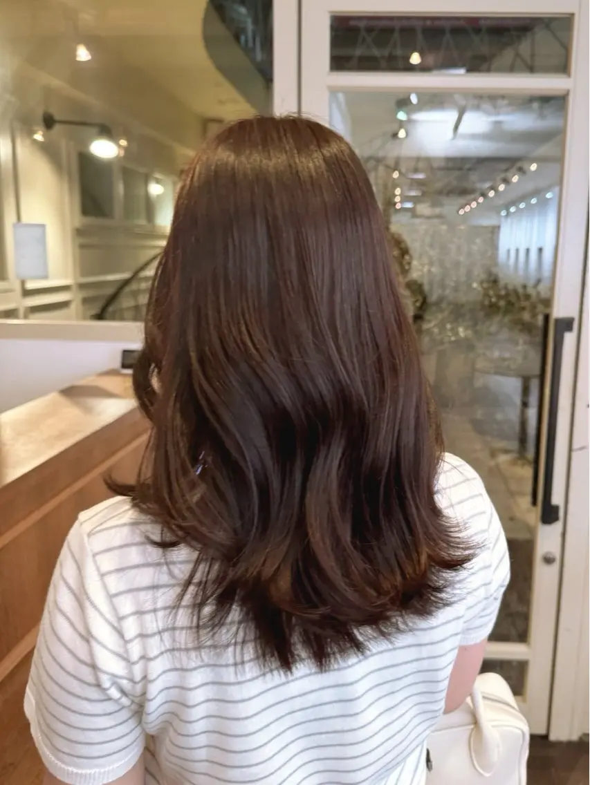 セミロング カラー ベージュカラー 透明感カラー ヘアカラー トリートメント ✨艶カラー×髪質改善 はるかのヘアスタイル