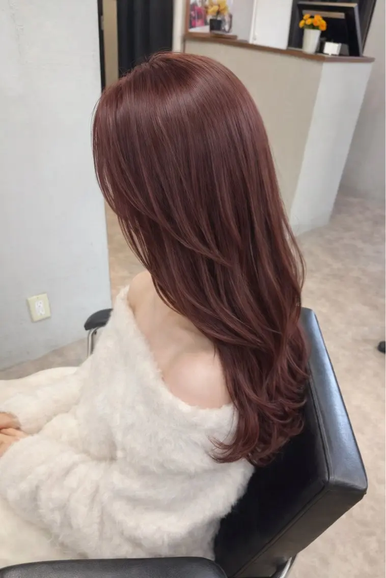 ロング カラー ヘアカラー トリートメント 髪質改善カラー韓国風 レイヤーtudaのヘアスタイル