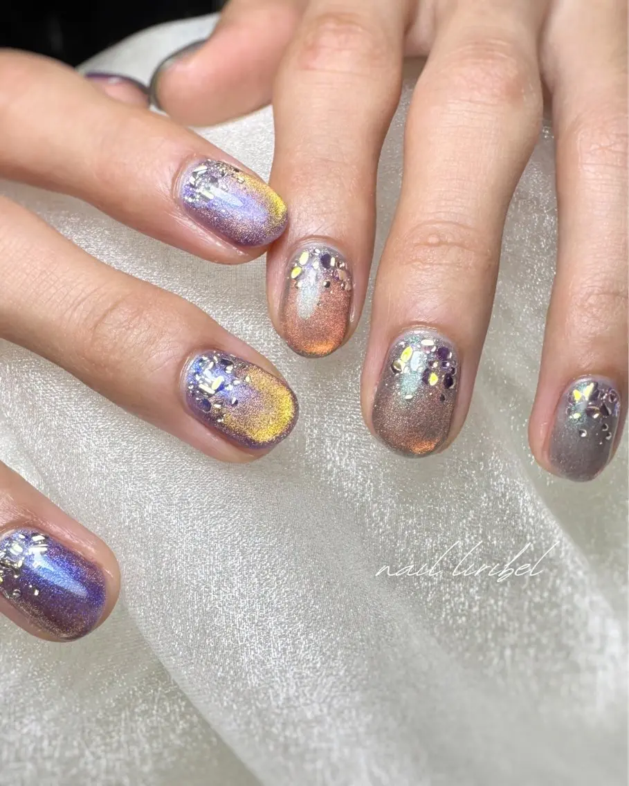 ネイル グラデーション ホログラムネイル マグネットネイル メンズネイル Nail Liribelのネイルデザイン