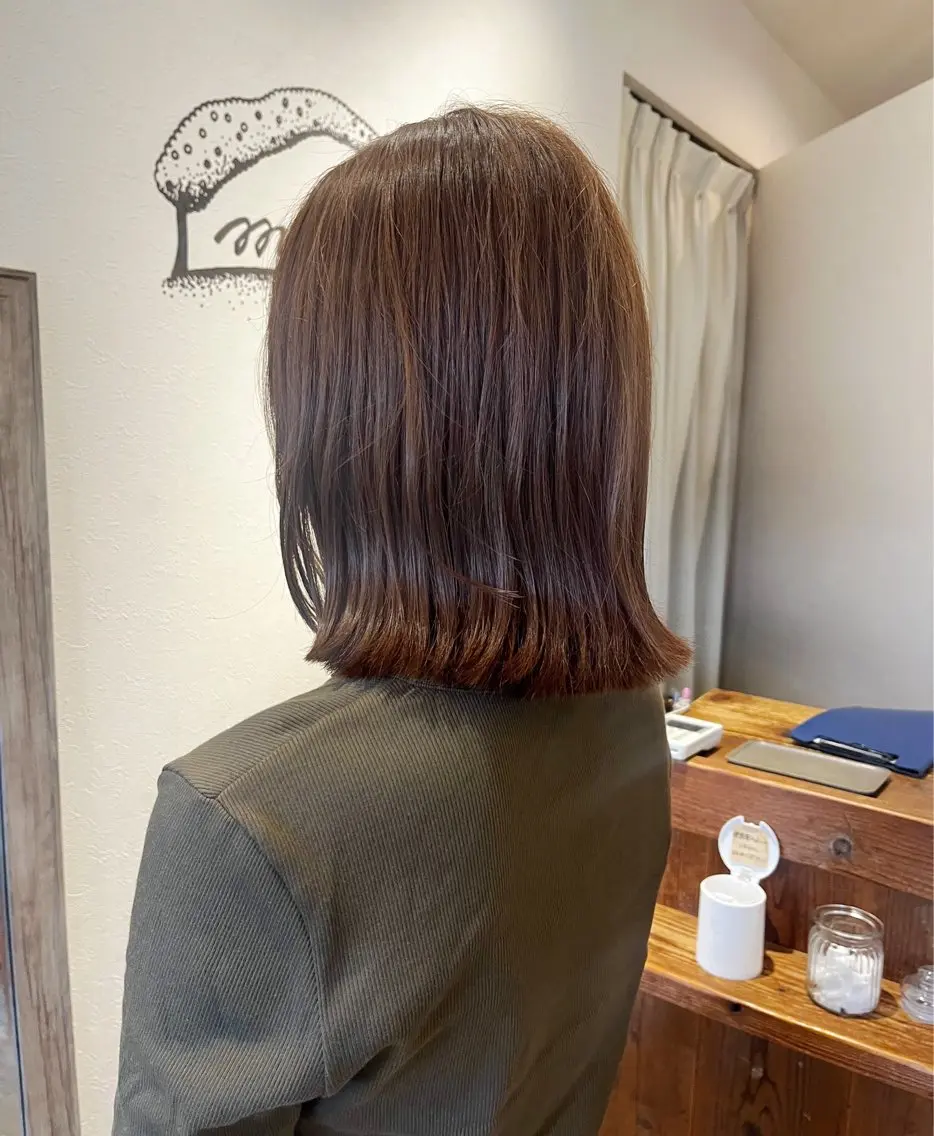 ミディアム カラー ベージュカラー ラベンダーカラー ラベンダーベージュ ヘアカラー トリートメント 上品な暖色/丸みボブ Chie🪷のヘアスタイル