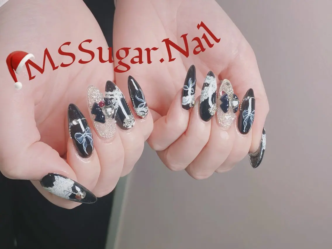 ネイル ハロウィン ロングネイル マグネットネイル スカルプネイル ネイルチップ MSSugar Nailのネイルデザイン