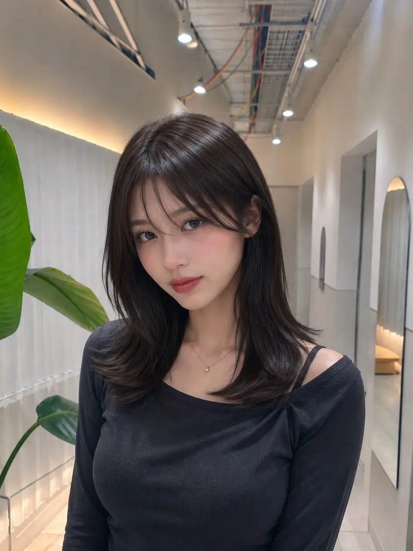 ミディアム カラー ヘアカラー トリートメント ラベンダー💜グレー 🩶暗髪🖤のヘアスタイル